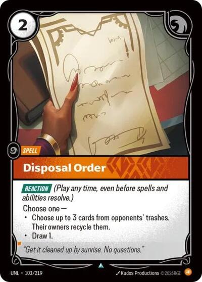 UNL-103 Disposal Order U